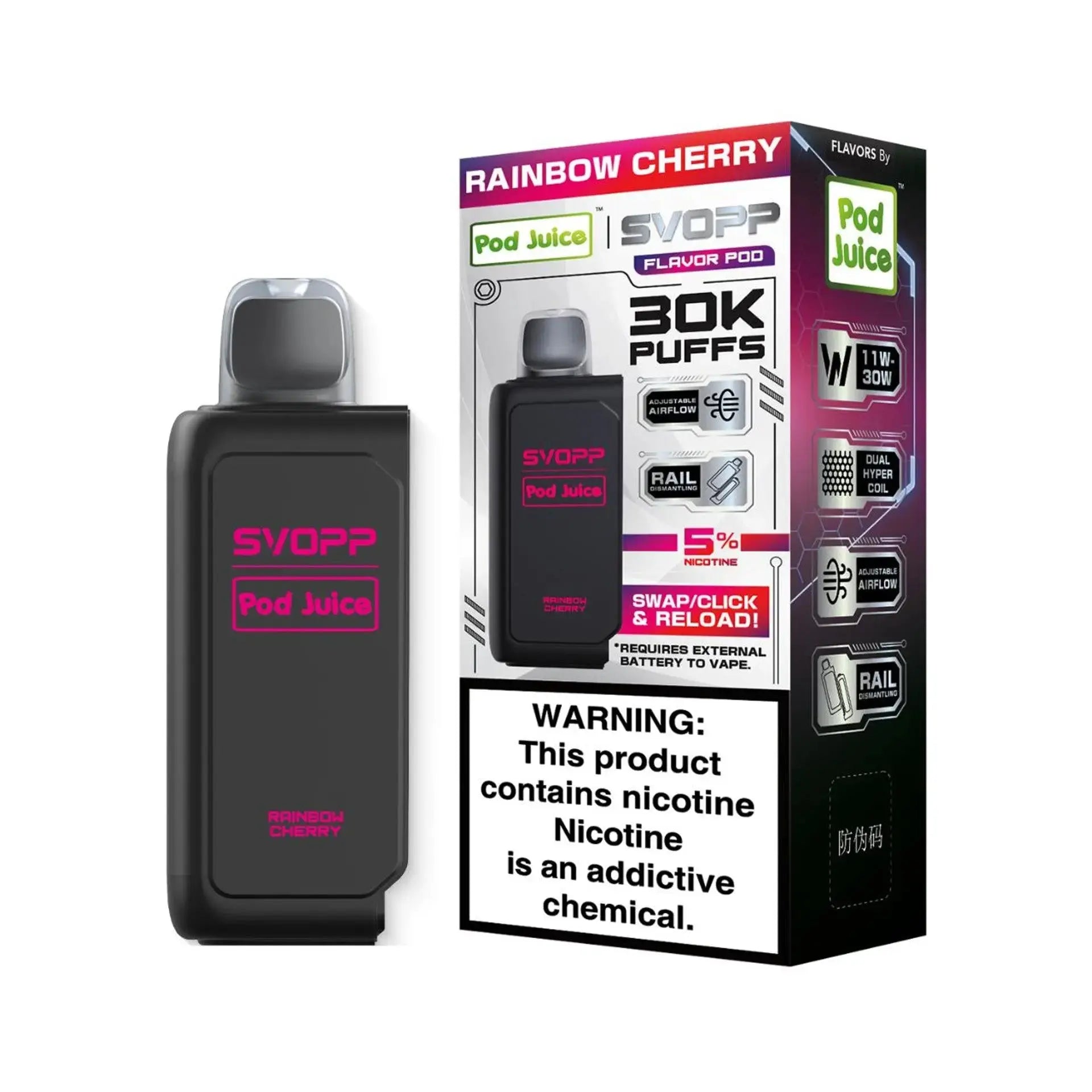 OXBAR x Pod Juice Svopp Pre-Filled Disposable Pod (30000 Puffs) OXBAR X POD JUICE, oxbar pod juice rainbow cherry, rainbow cherry oxbar svopp pod juice, svopp pod juice flavors