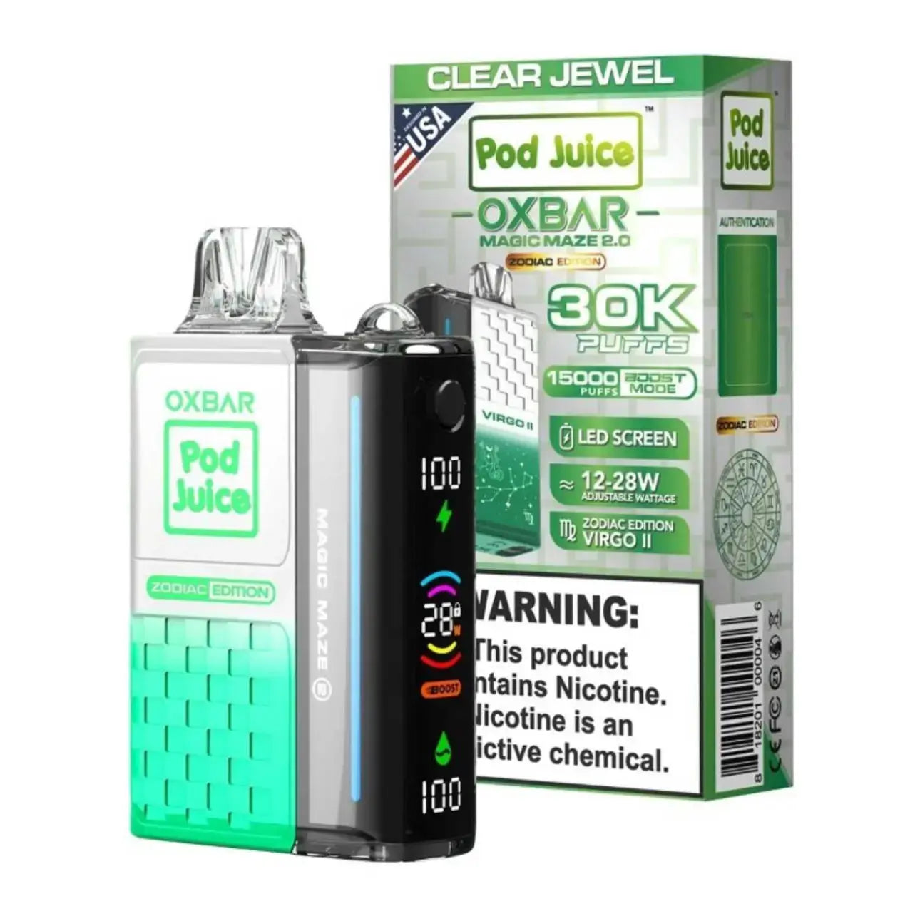 OXBAR x Pod Juice Magic Maze 30000 OXBAR X POD JUICE, oxbar clear jewel