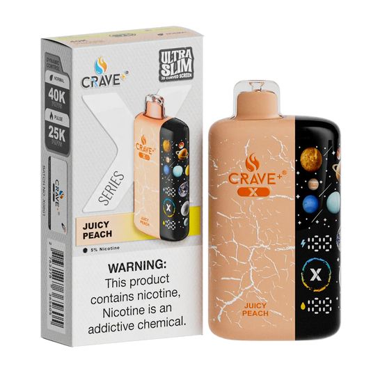 Crave X – Ultra Slim 40K / 25K Puffs Crave, crave x millyz, millyz crave x vape, millyz vape crave, crave vape millyz, rave x millyz, crave ultra slim vape millyz, crave x juicy peach, juicy peach crave millyz