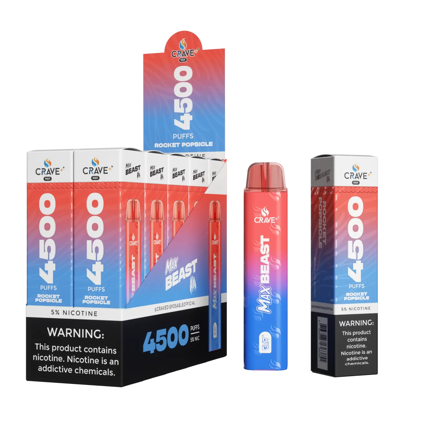 Crave Max Beast 4500 (BOX DEAL) Crave, crave max beast rocket popsicle