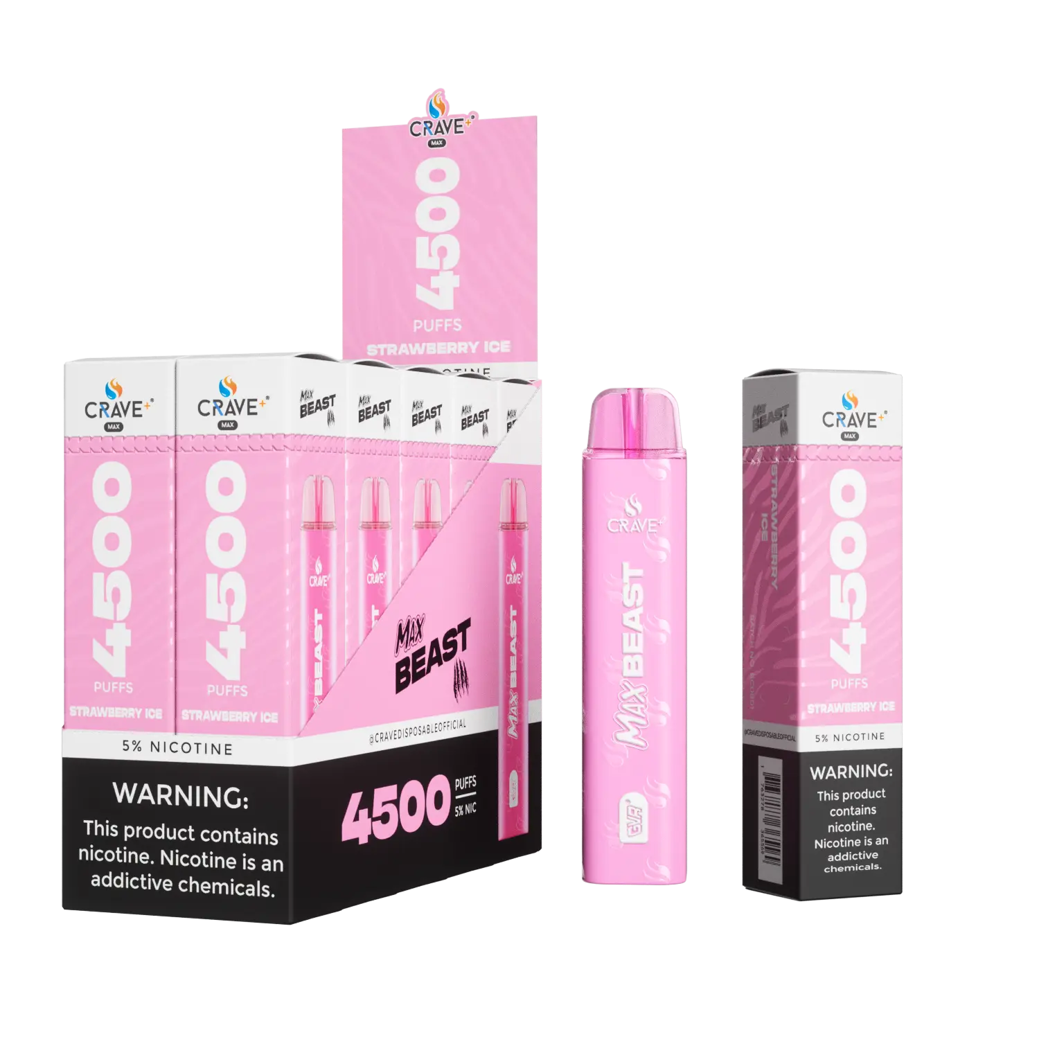 Crave Max Beast 4500 Puffs (BOX DEAL) - VSZN, crave max beast strawberry ice