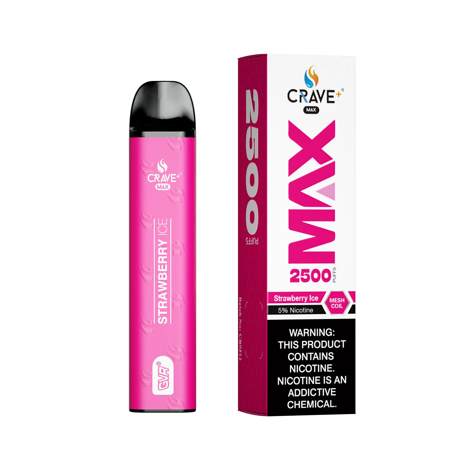 Crave Max Vape - 2500 Puffs Mesh Coil Crave, Crave Max Vape strawberry ice