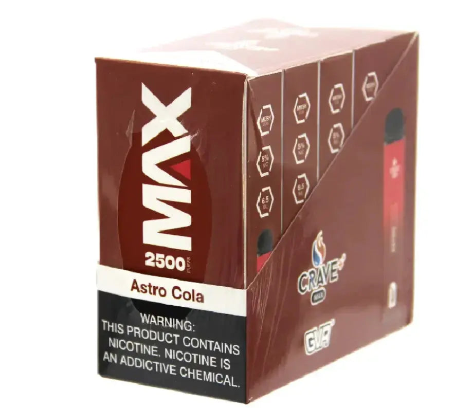 Crave Max Vape - 2500 Puffs Mesh Coil Crave, crave max vape, crave max vape clear, crave clear vape, crave max mesh clear, crave max mesh tobacco, crave max mesh astro cola, astro cola crave max mesh vape