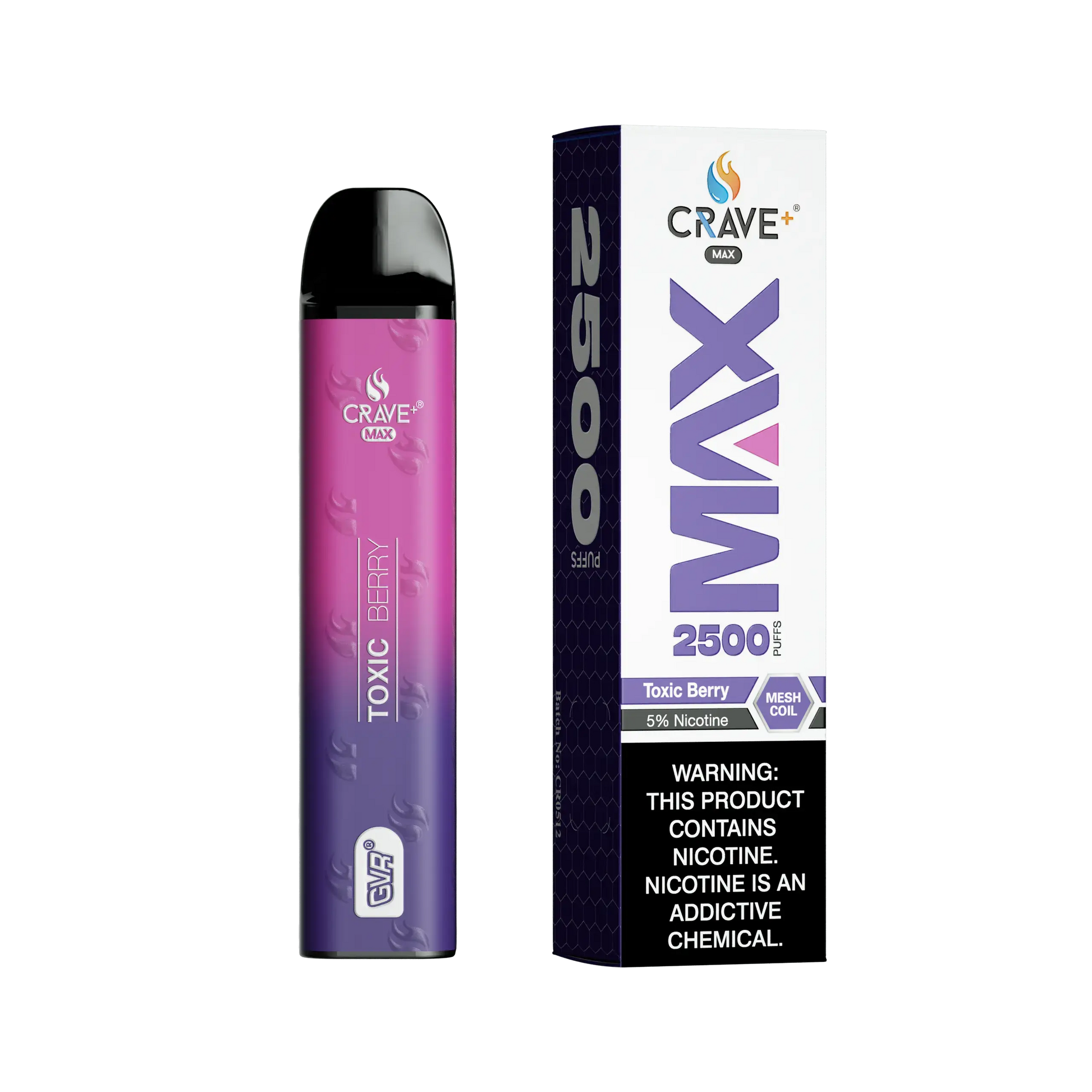 Crave Max Vape - 2500 Puffs Mesh Coil Crave, Crave Max Vape toxic berry