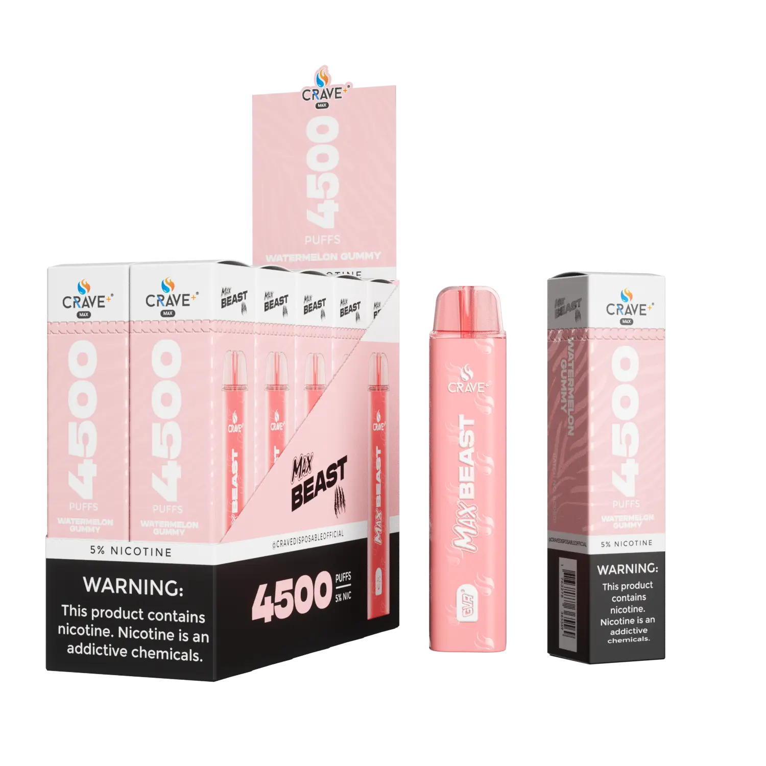 Crave Max Beast 4500 Puffs (BOX DEAL) - VSZN, crave max beast watermelon gummy
