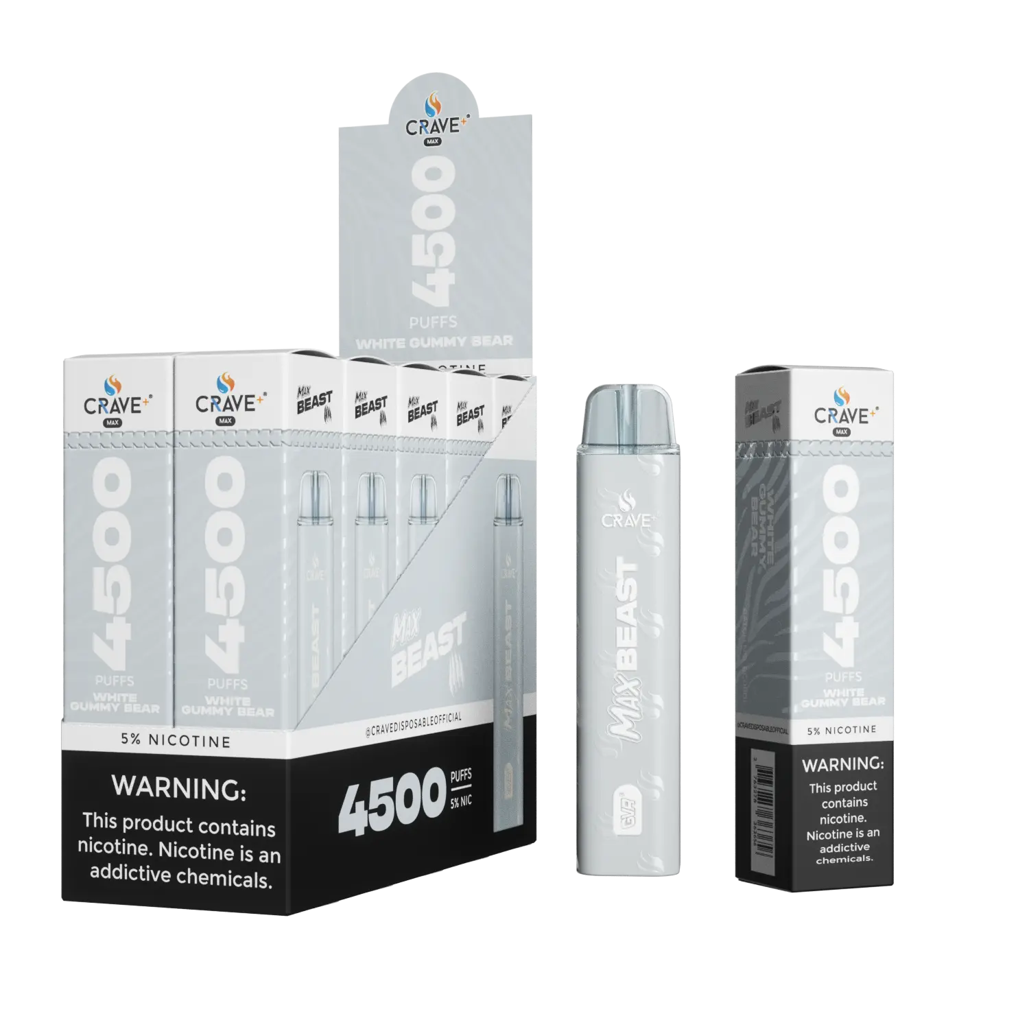 Crave Max Beast 4500 (BOX DEAL) Crave, crave max beast white gummy ice