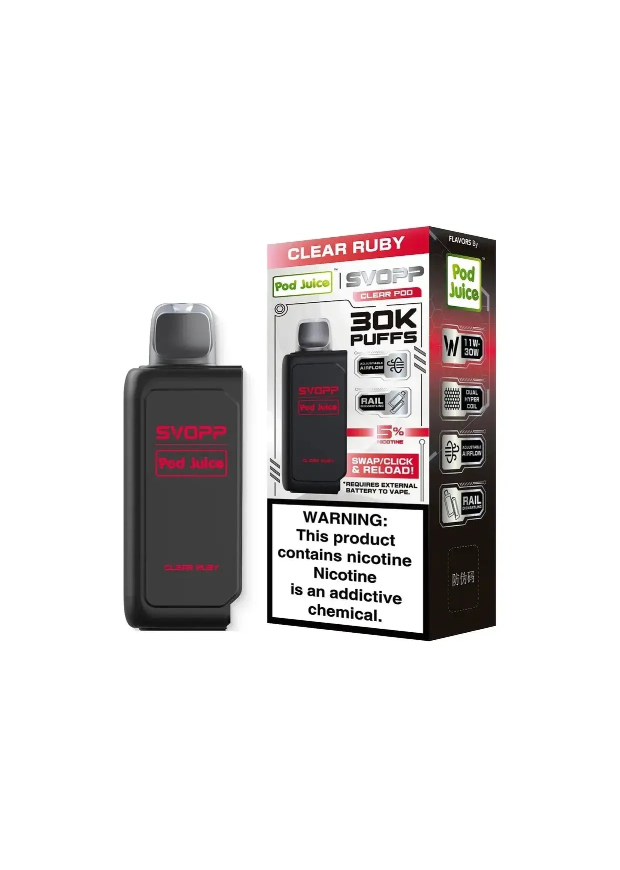 OXBAR x Pod Juice Svopp Pre-Filled Disposable Pod (30000 Puffs) OXBAR X POD JUICE, clear ruby svopp pod juice, clear ruby svopp oxbar, svopp pod juice clear ruby
