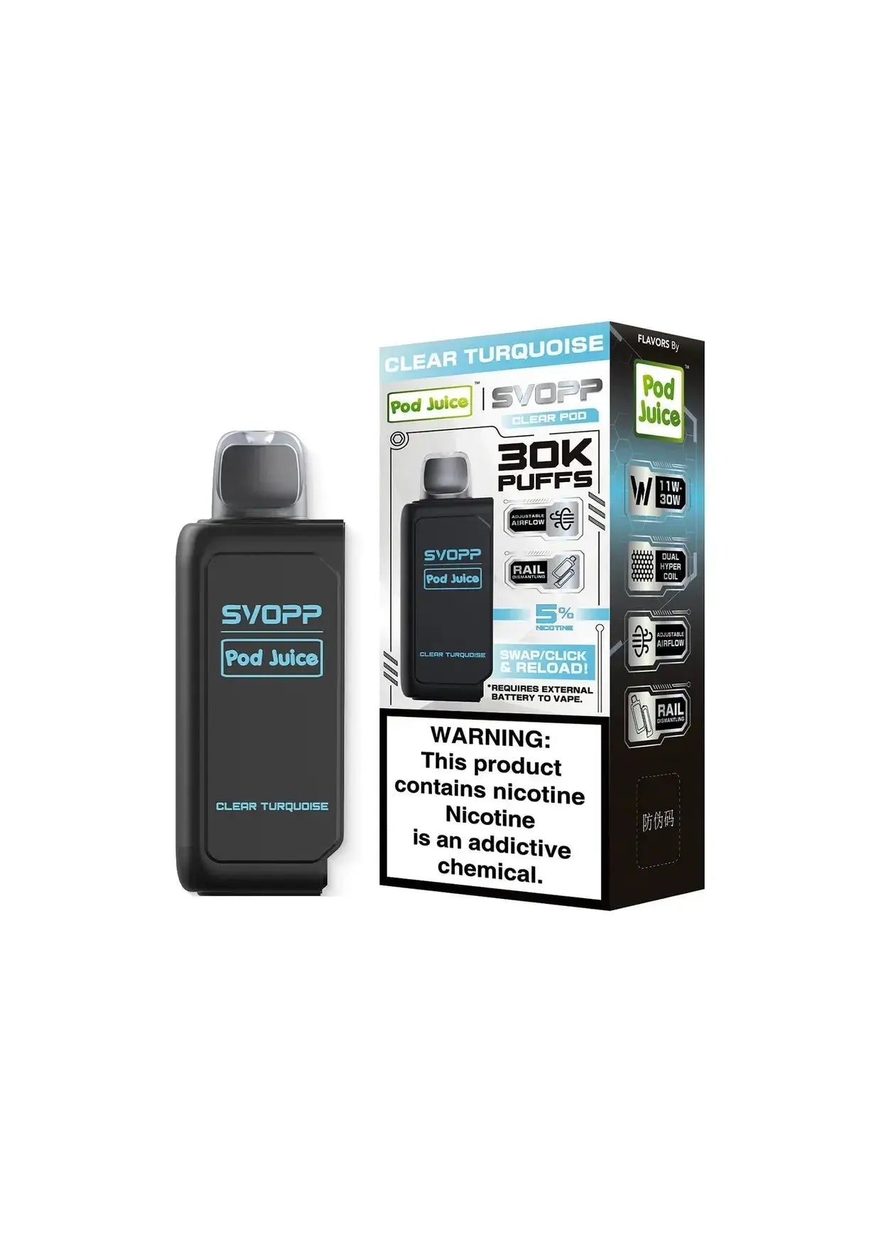 OXBAR x Pod Juice Svopp Pre-Filled Disposable Pod (30000 Puffs) OXBAR X POD JUICE, oxbar svopp clear turquoise, clear turquoise svopp pod juice,